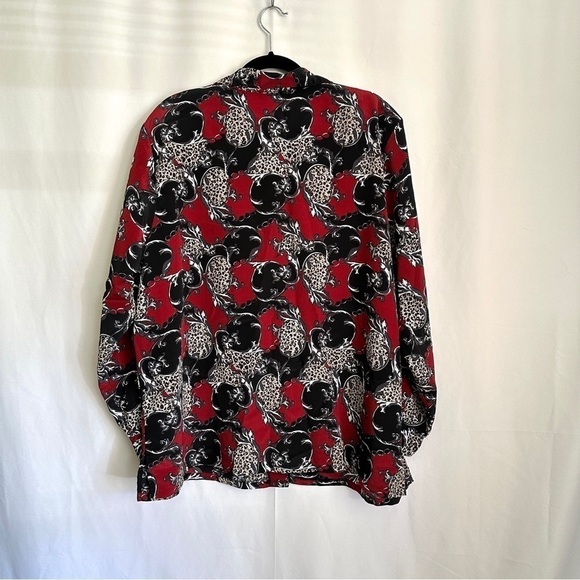 Vintage 90s DonnKenny Women's Plus Size Red Button Up Shirt Abstract Print sz 2X - Picture 7 of 7